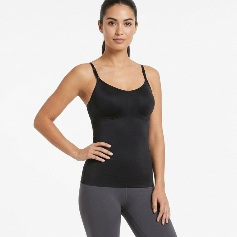 Spanx‎ Shapewear Camisole Black Built-In Shelf Bra Adjustable Straps - XL